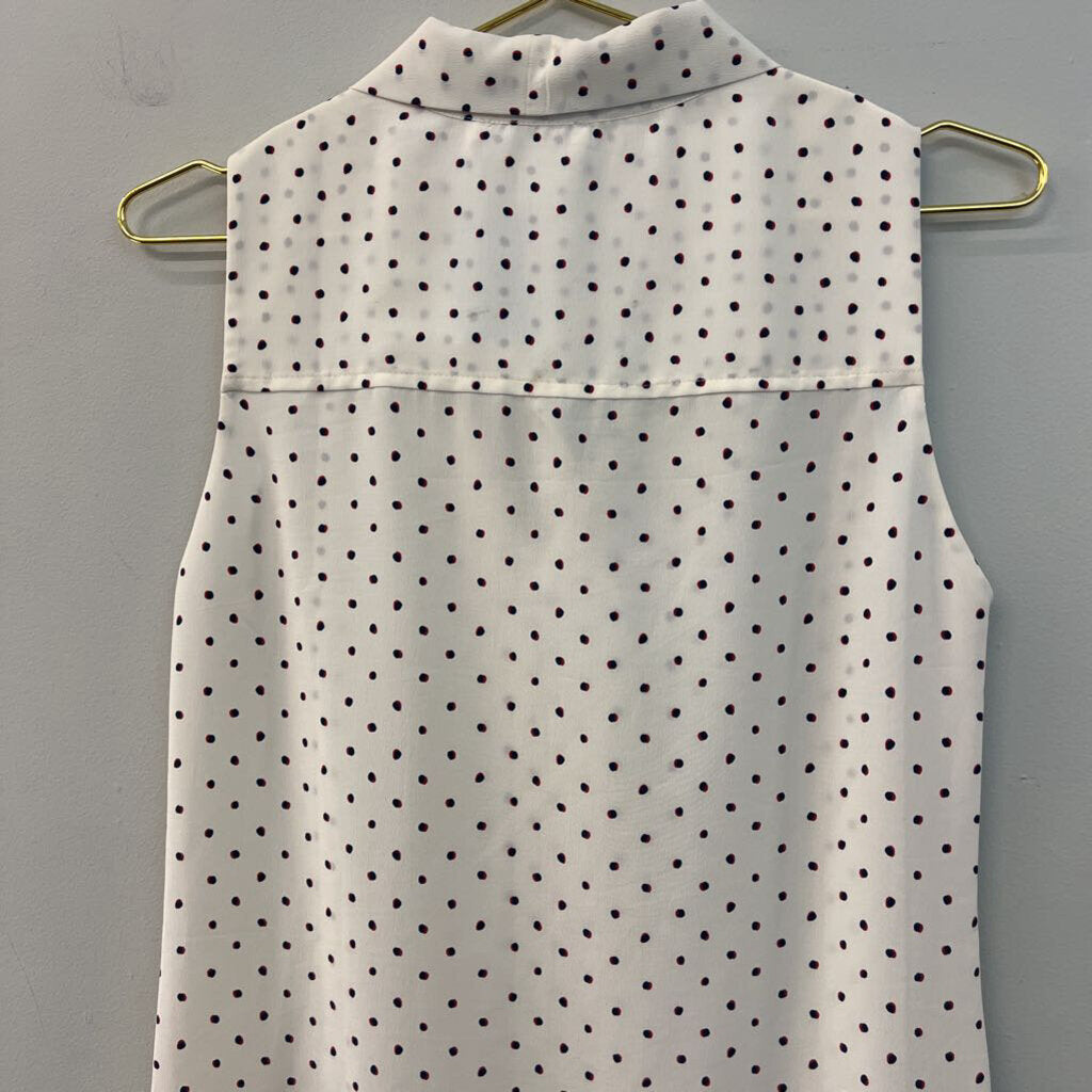 MNG Suit Cream/ Multi Dot Ruffle Hem Tie Neck Dress 2