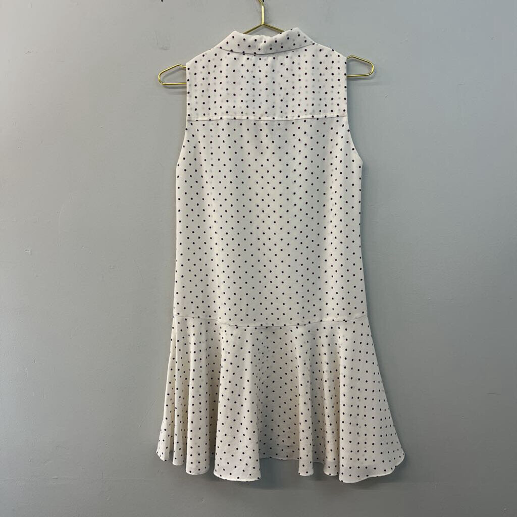 MNG Suit Cream/ Multi Dot Ruffle Hem Tie Neck Dress 2