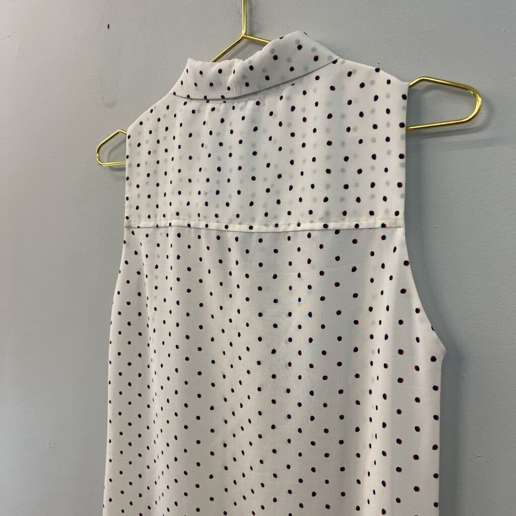MNG Suit Cream/ Multi Dot Ruffle Hem Tie Neck Dress 2