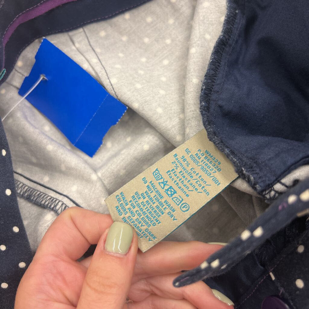Boden Navy/ White Polka Dot Cropped Pants 4P