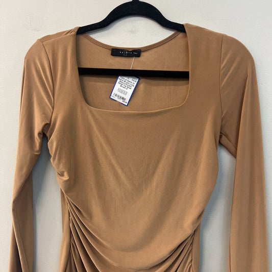 21 Saints Brown Long Sleeve Ruched Detail Top Small