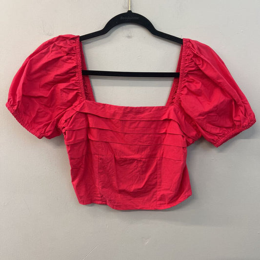Sim and Sam Hot Pink Short Puff Sleeve Crop Top Medium