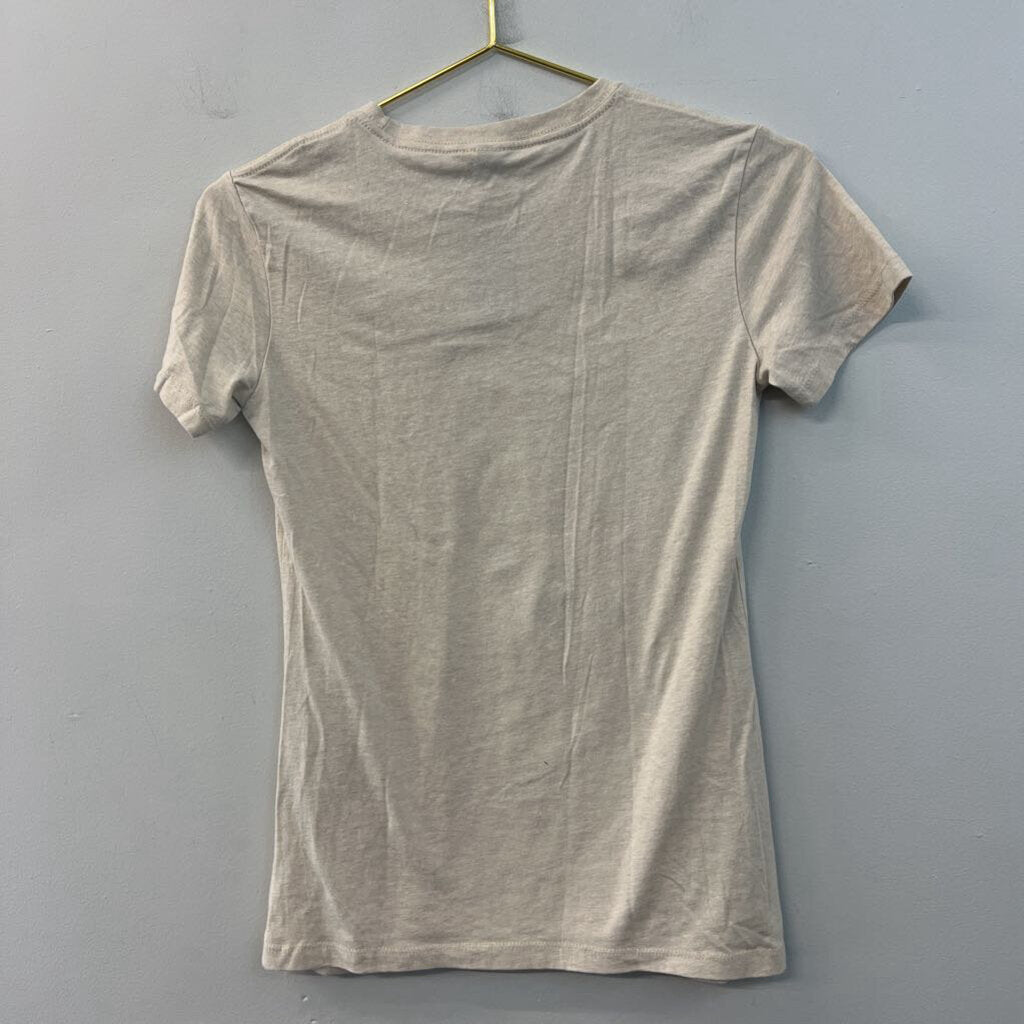 Next Level Beige/ Black Hello Darkness Short Sleeve Graphic Tee Small