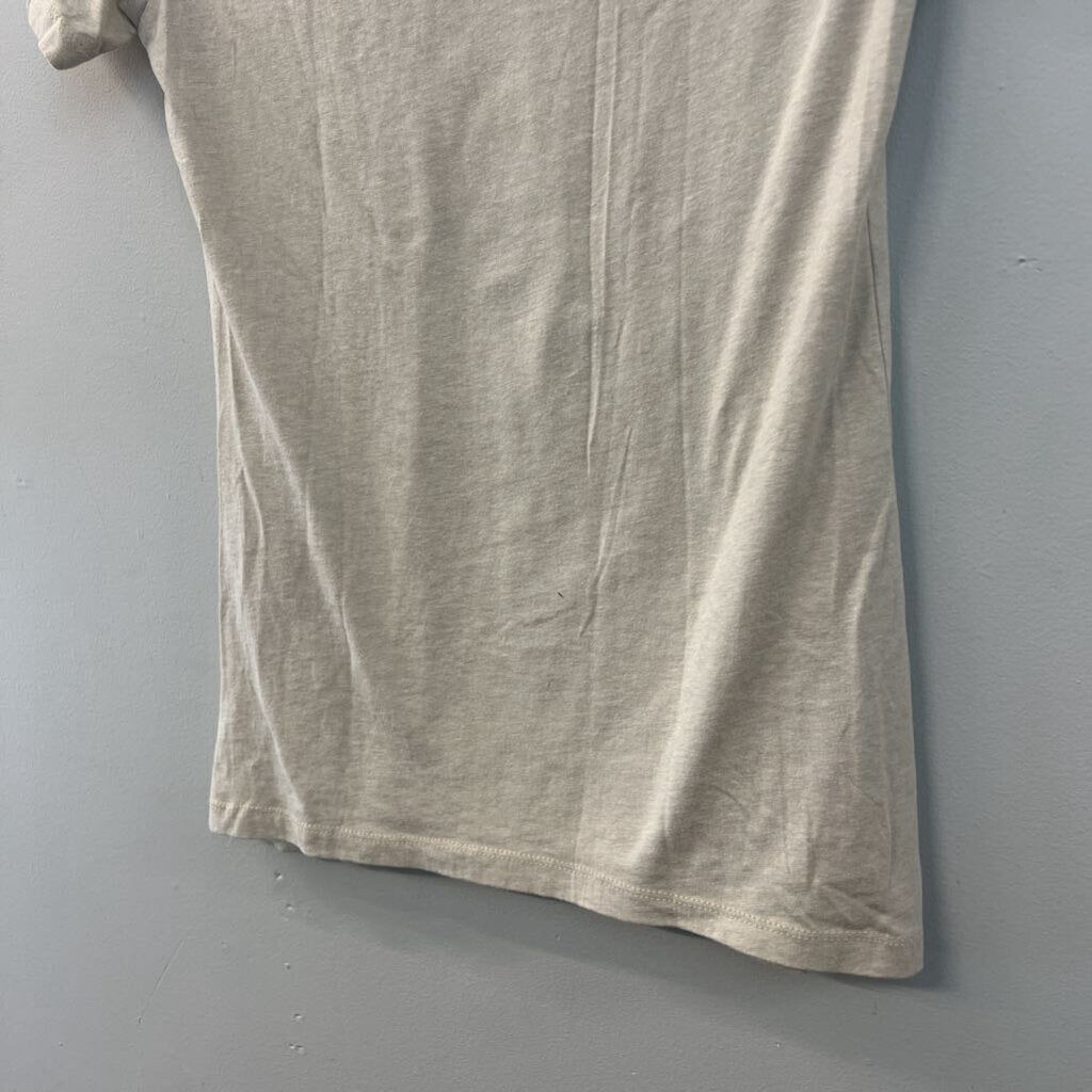 Next Level Beige/ Black Hello Darkness Short Sleeve Graphic Tee Small