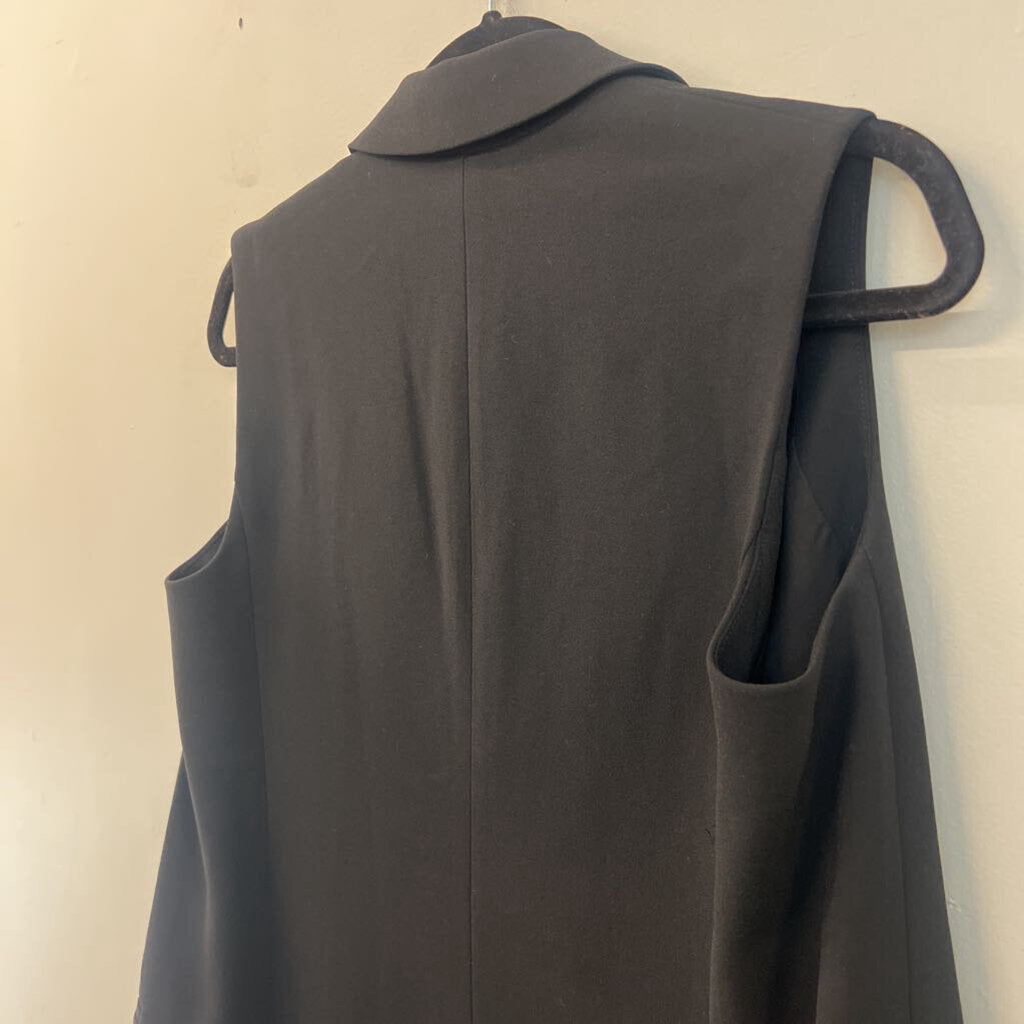 Express Black Double Breasted Sleeveless Open Front Long Vest Top Small