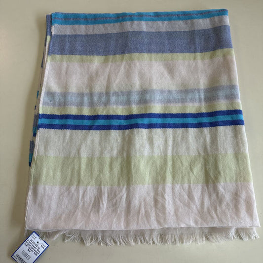 Cream/ Blue Striped Lightweight Scarf
