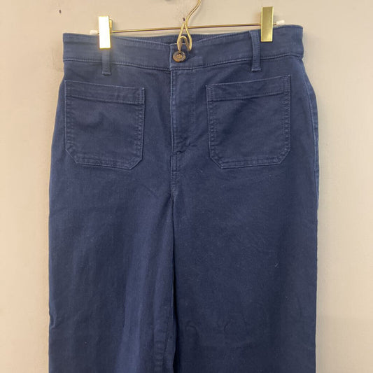 Loft Navy Blue The Palmer Wide Leg Denim Trouser Pants 4