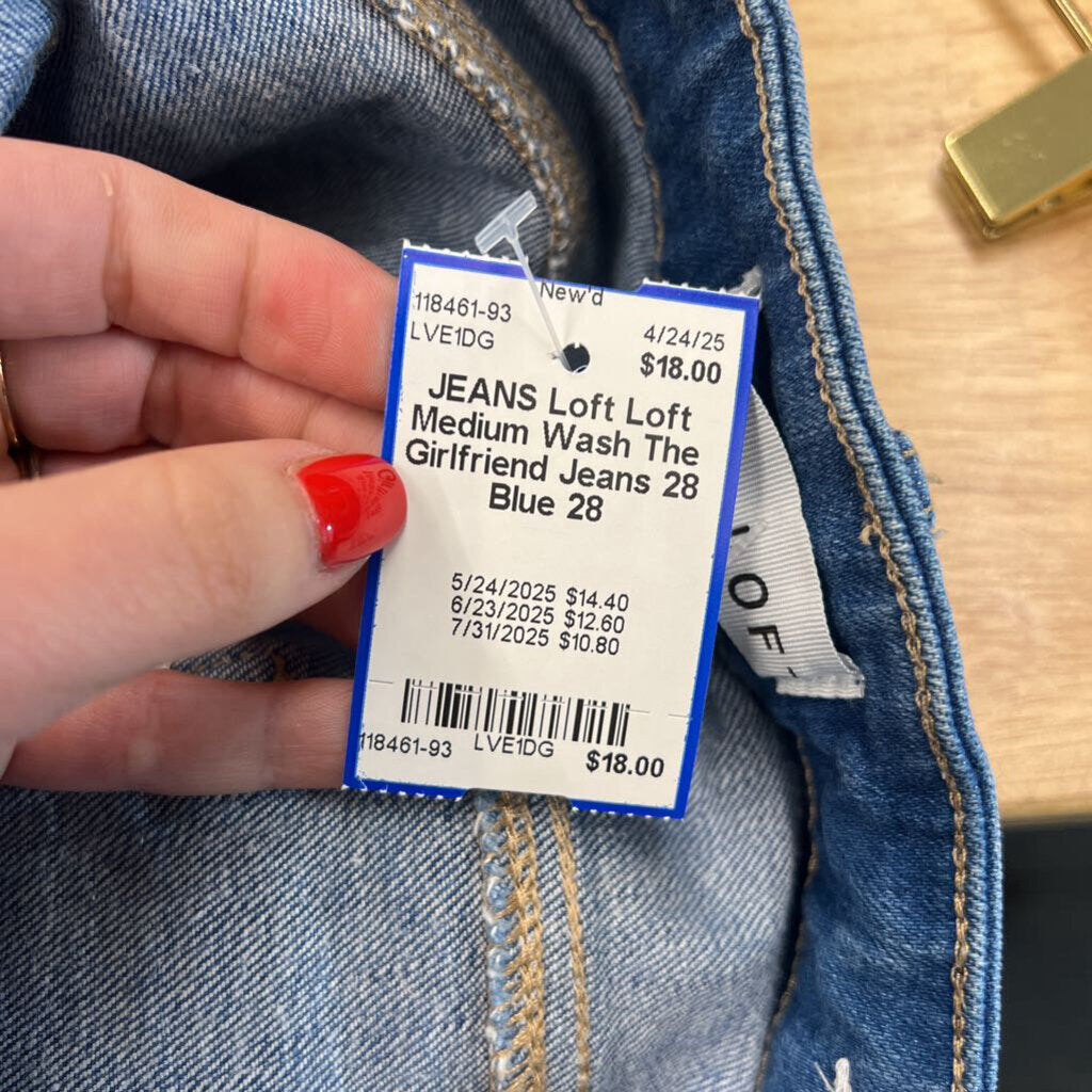 Loft Medium Wash The Girlfriend Jeans 28