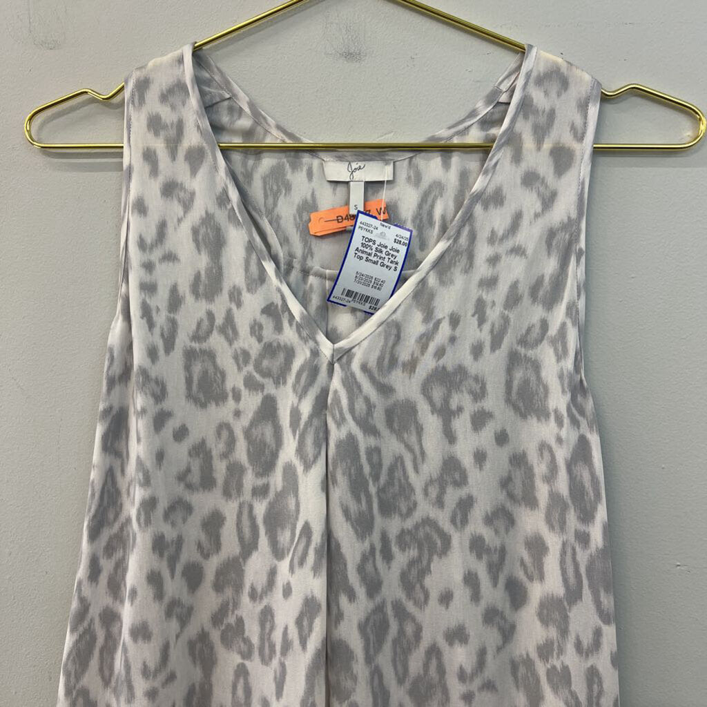 Joie 100% Silk Grey Animal Print Tank Top Small