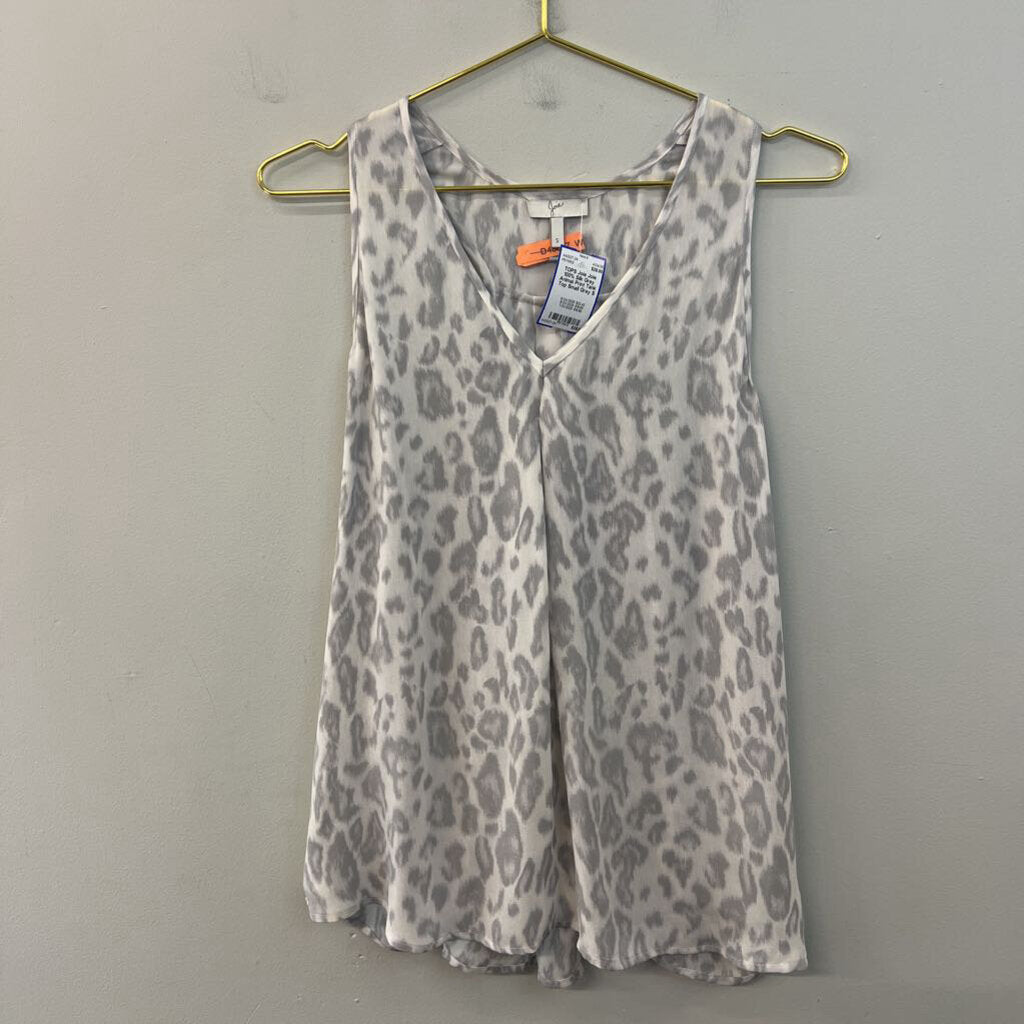 Joie 100% Silk Grey Animal Print Tank Top Small