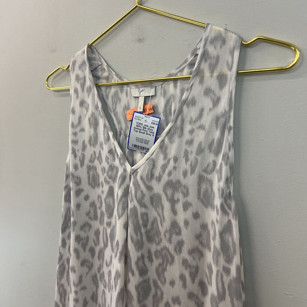 Joie 100% Silk Grey Animal Print Tank Top Small