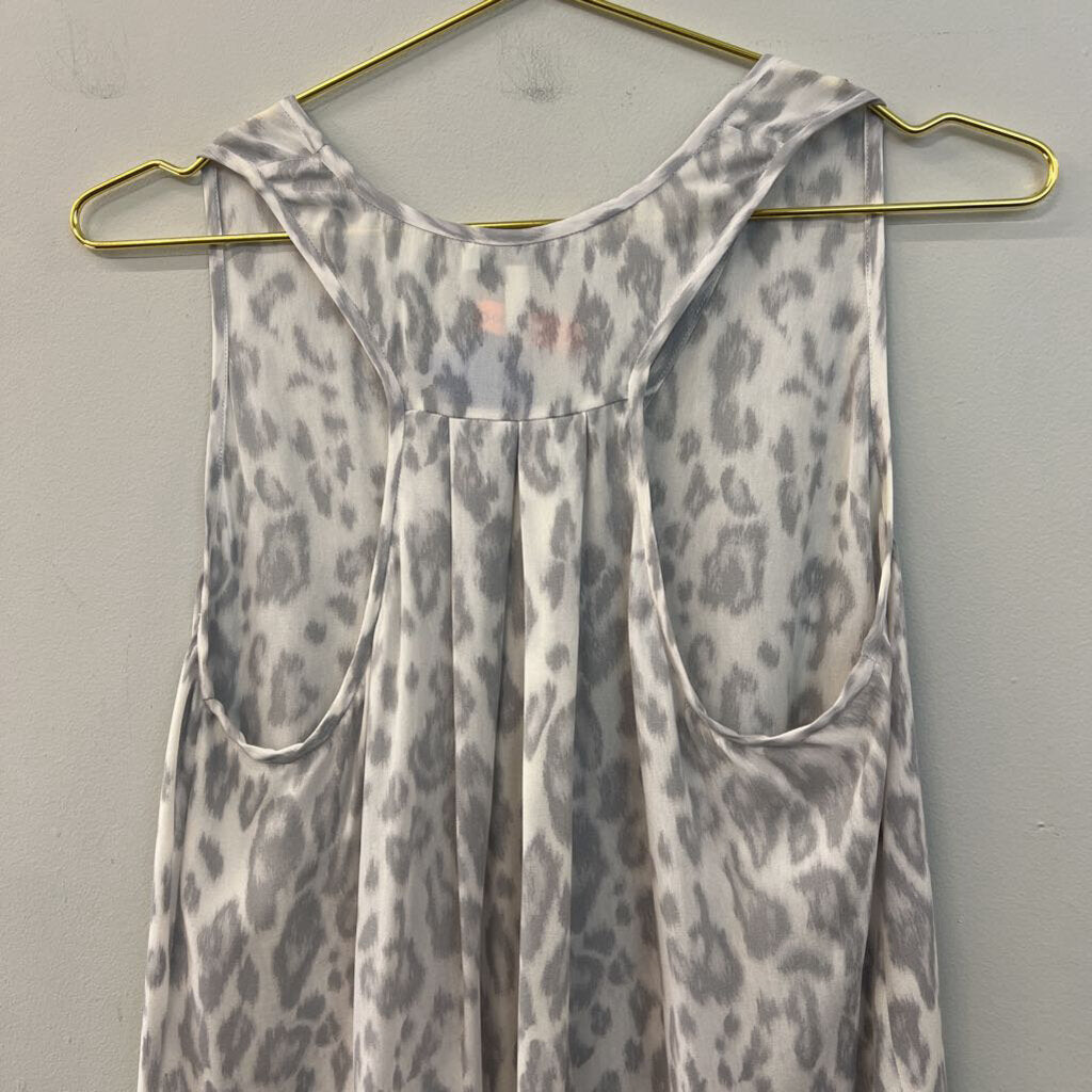 Joie 100% Silk Grey Animal Print Tank Top Small