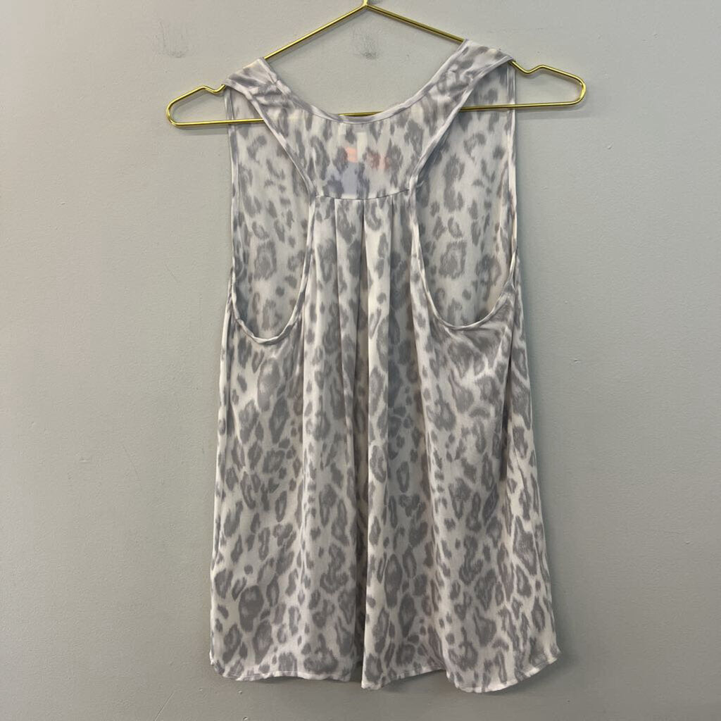 Joie 100% Silk Grey Animal Print Tank Top Small