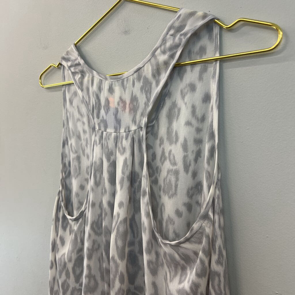 Joie 100% Silk Grey Animal Print Tank Top Small