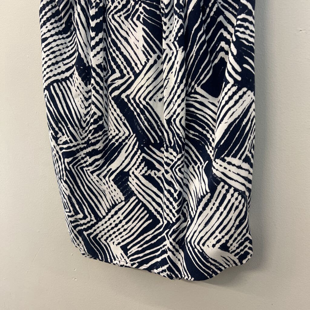 Trina Turk Navy/ White Print Orange/ Pink Trim Tank Top Small