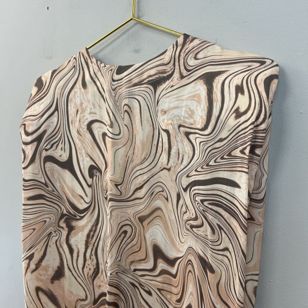 Tart Brown/ Cream Print Tank Top Small