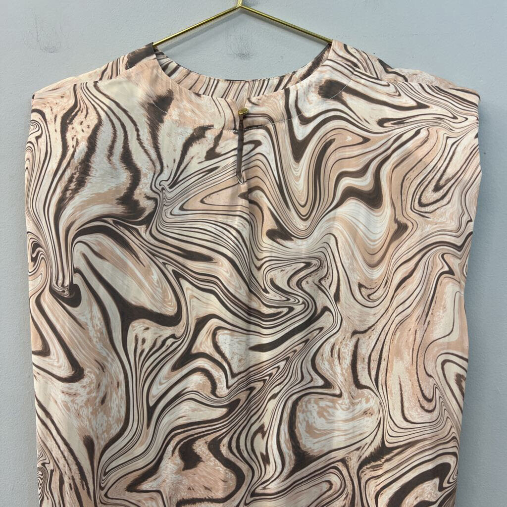 Tart Brown/ Cream Print Tank Top Small