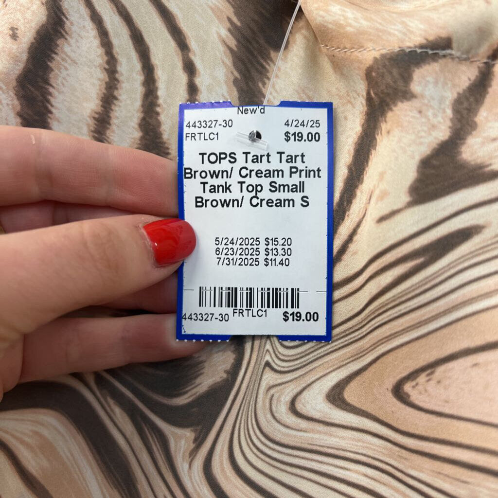Tart Brown/ Cream Print Tank Top Small