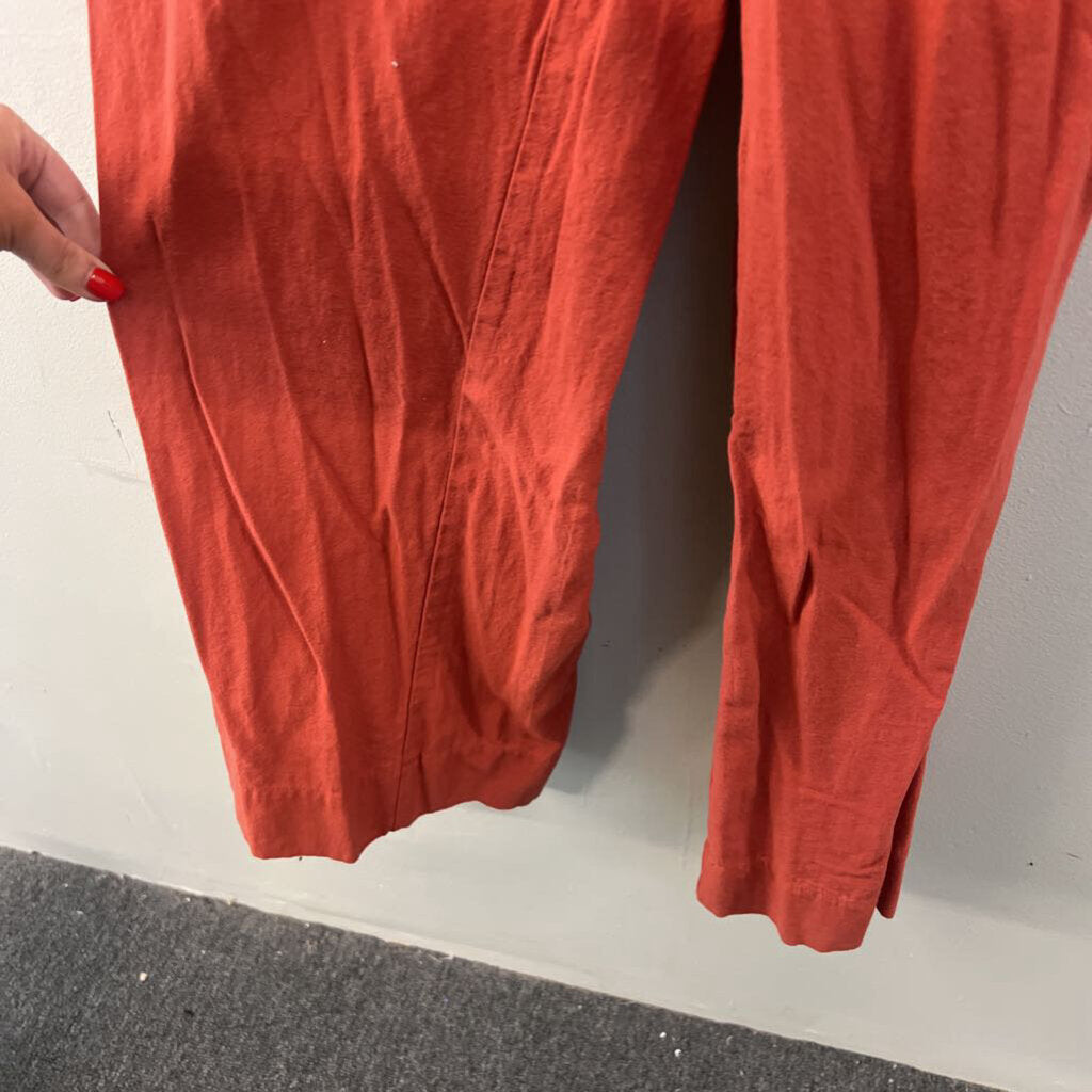 Burnt Orange Button Front Tie Back Jumpsuit Small