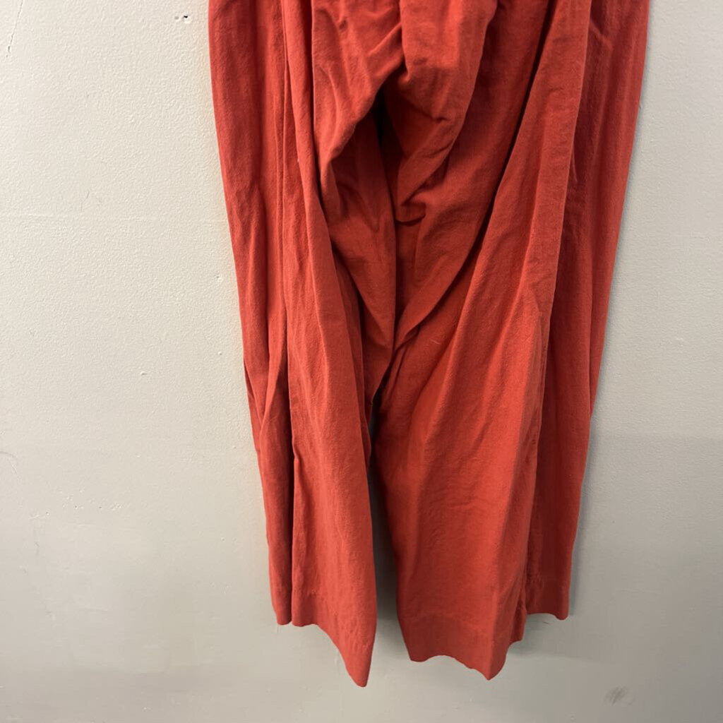 Burnt Orange Button Front Tie Back Jumpsuit Small