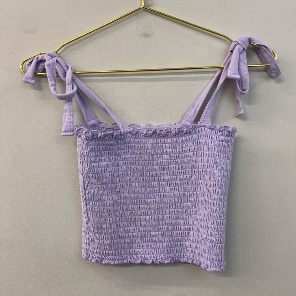 Hollister Purple Smocked Cropped Tank Top Small