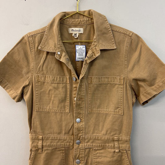 Madewell Brown Denim Short Sleeve Button Front Romper Medium