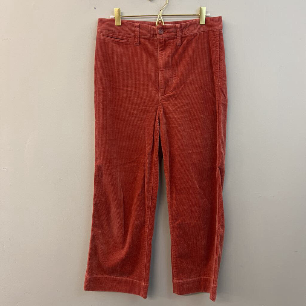 Madewell Red Corduroy Slim Emmett Wide Leg Crop Pants 27