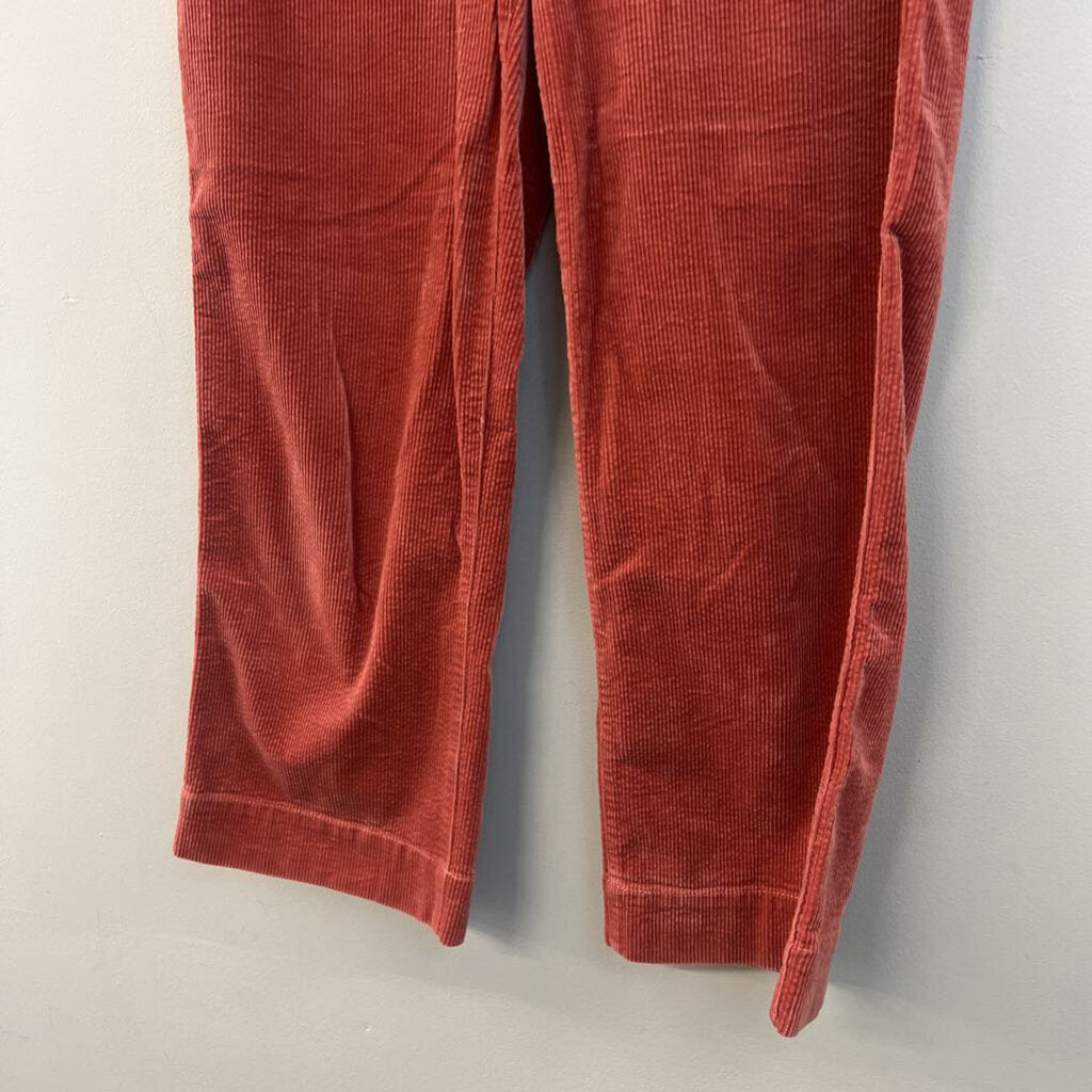 Madewell Red Corduroy Slim Emmett Wide Leg Crop Pants 27