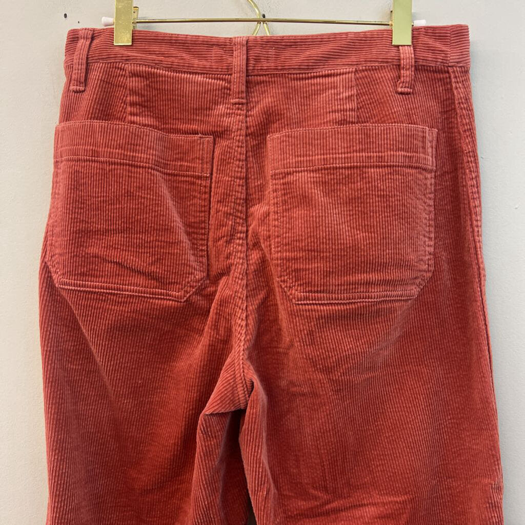 Madewell Red Corduroy Slim Emmett Wide Leg Crop Pants 27