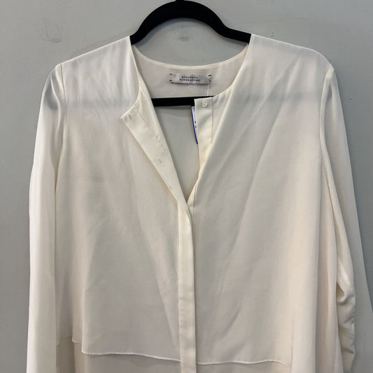 Dorothee Schumacher Cream 100% Silk Long Sleeve Button Front Top Medium