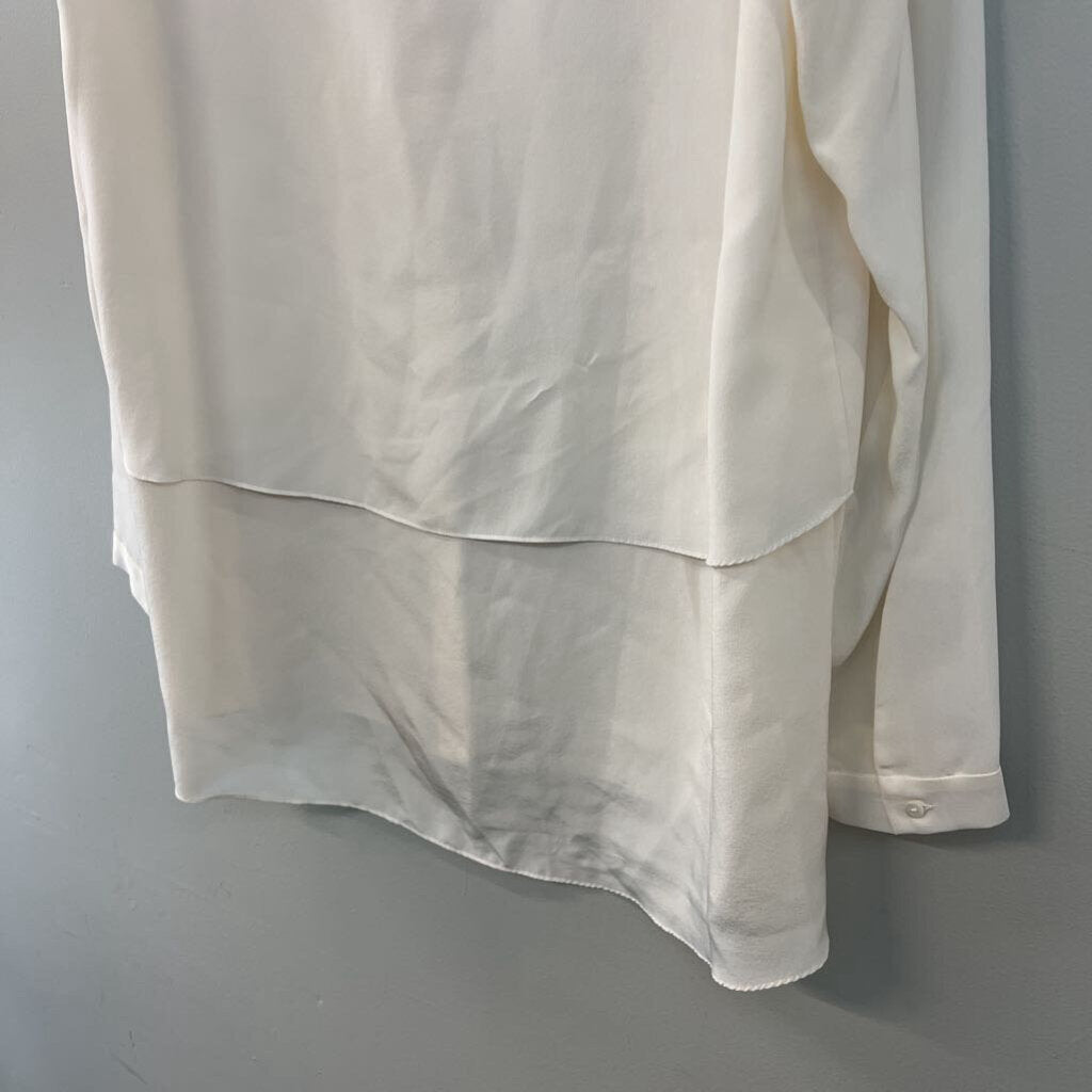 Dorothee Schumacher Cream 100% Silk Long Sleeve Button Front Top Medium