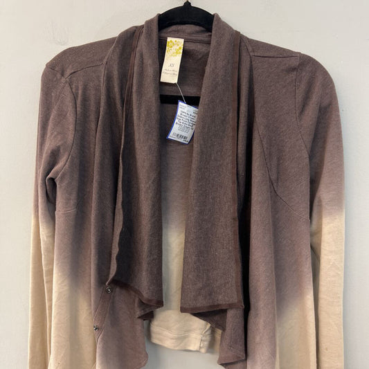 Brown/ Cream Ombre Long Sleeve Snap Front Cardigan Top Extra Small