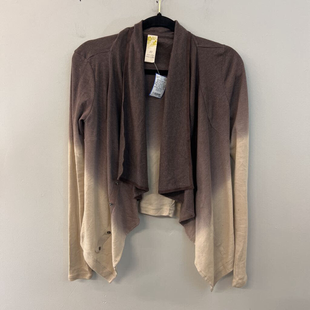 Brown/ Cream Ombre Long Sleeve Snap Front Cardigan Top Extra Small
