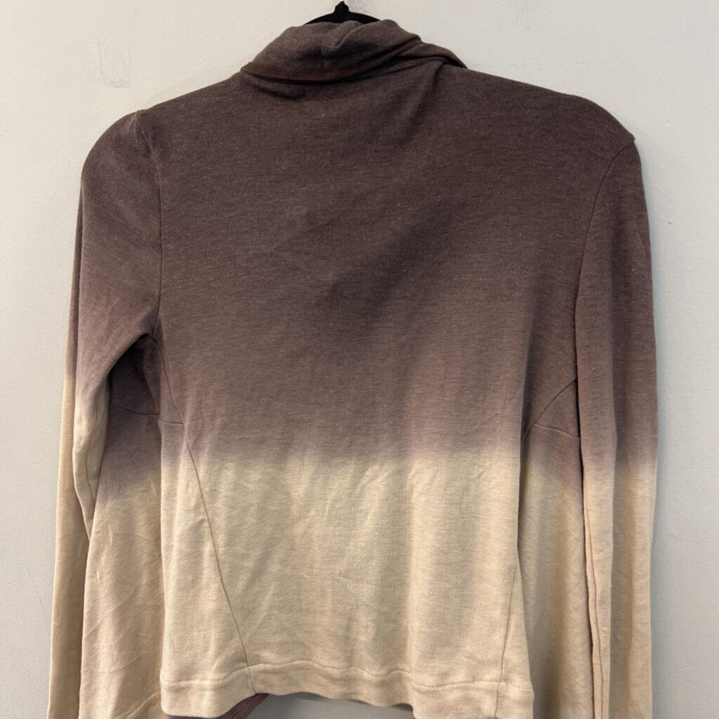 Brown/ Cream Ombre Long Sleeve Snap Front Cardigan Top Extra Small