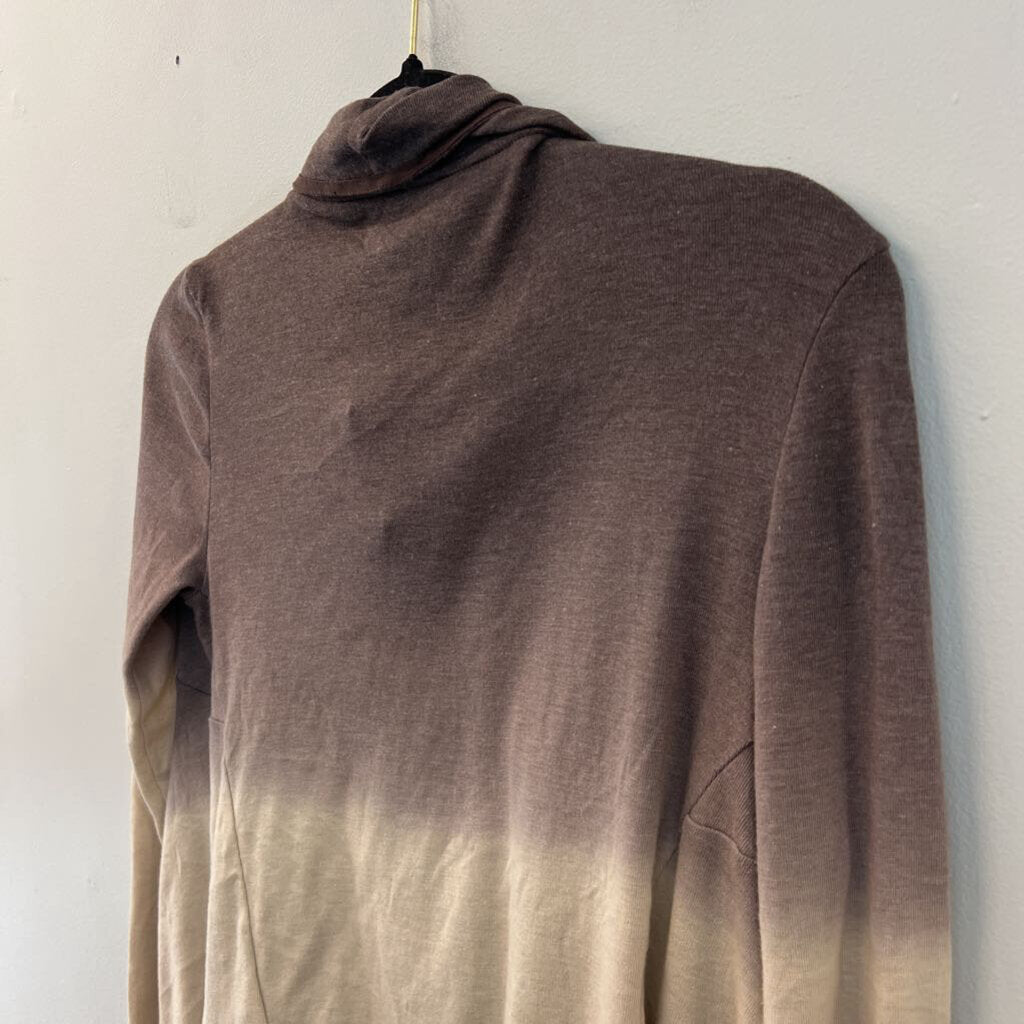 Brown/ Cream Ombre Long Sleeve Snap Front Cardigan Top Extra Small
