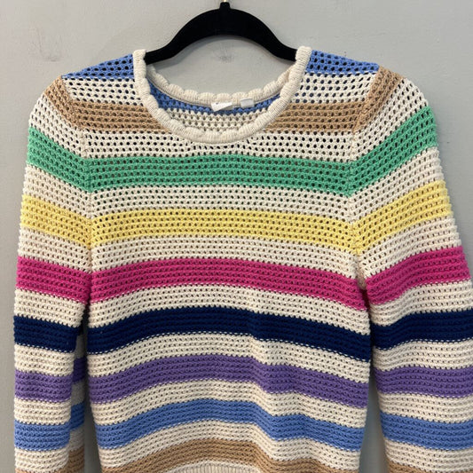 Gap Cream/ Multi Striped Knit Long Sleeve Sweater Top Extra Small