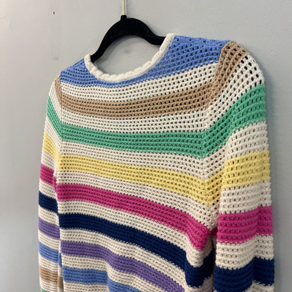 Gap Cream/ Multi Striped Knit Long Sleeve Sweater Top Extra Small