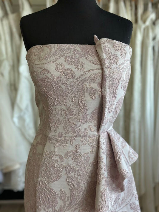 Feriani Strapless Shimmer Brocade Long Dress 14