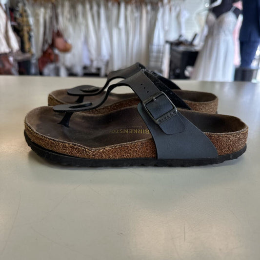 Birkenstock Grey Leather Strap Sandals 36