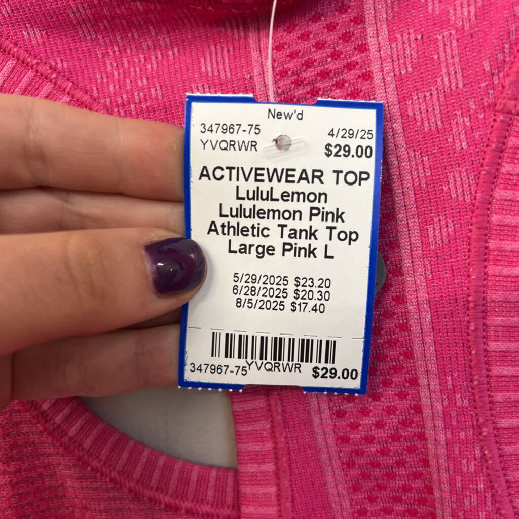 Lululemon Pink Athletic Tank Top Large