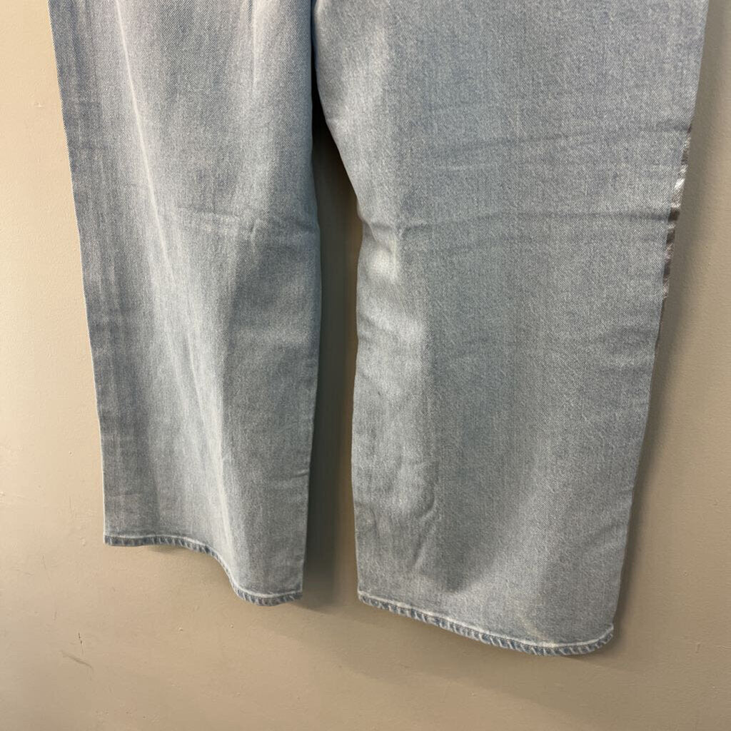 American Eagle Light Wash Metallic Silver Stripe Stovepipe Jeans 18