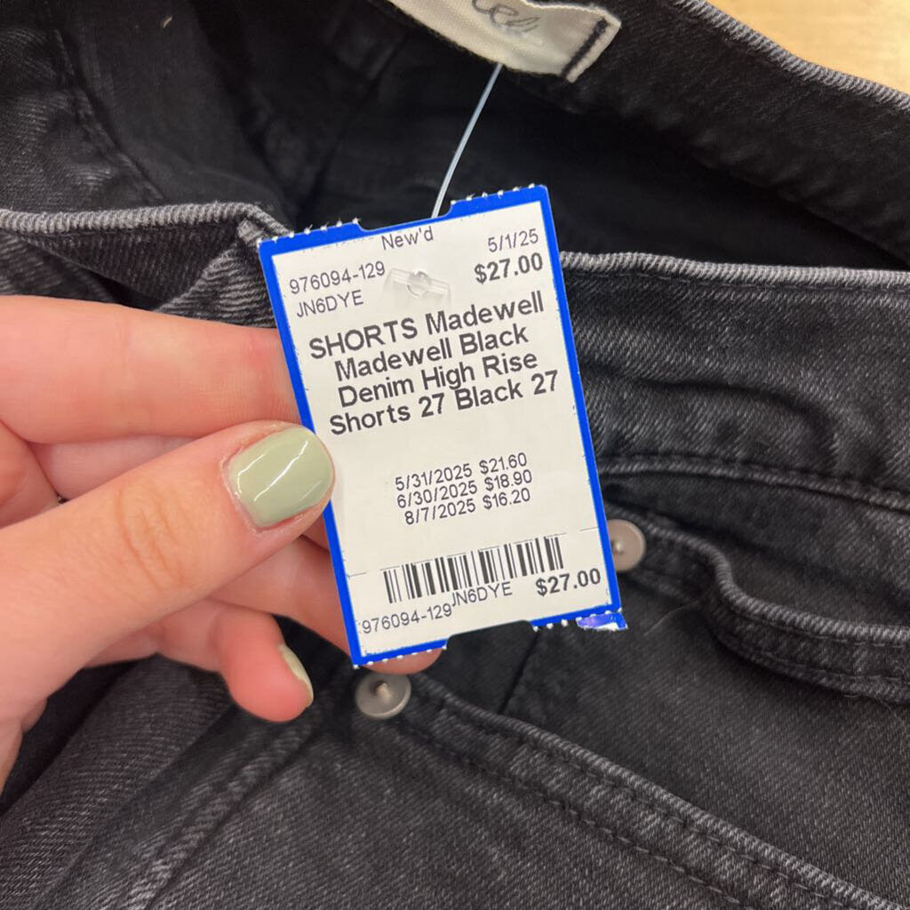 Madewell Black Denim High Rise Shorts 27