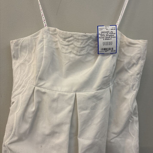 Lilly Pulitzer White Strapless Flower Detail Dress 0