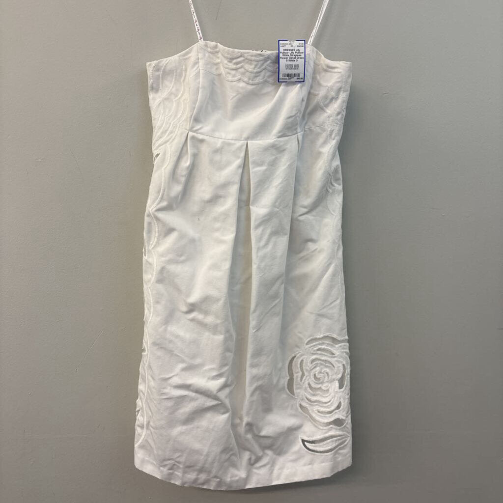 Lilly Pulitzer White Strapless Flower Detail Dress 0