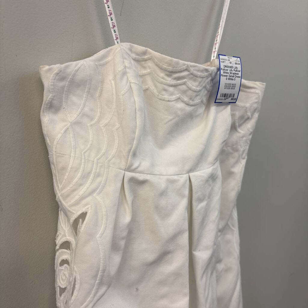 Lilly Pulitzer White Strapless Flower Detail Dress 0
