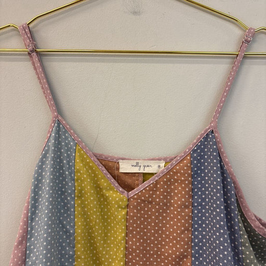 Molly Green Multi Color Striped Star Print Romper Medium