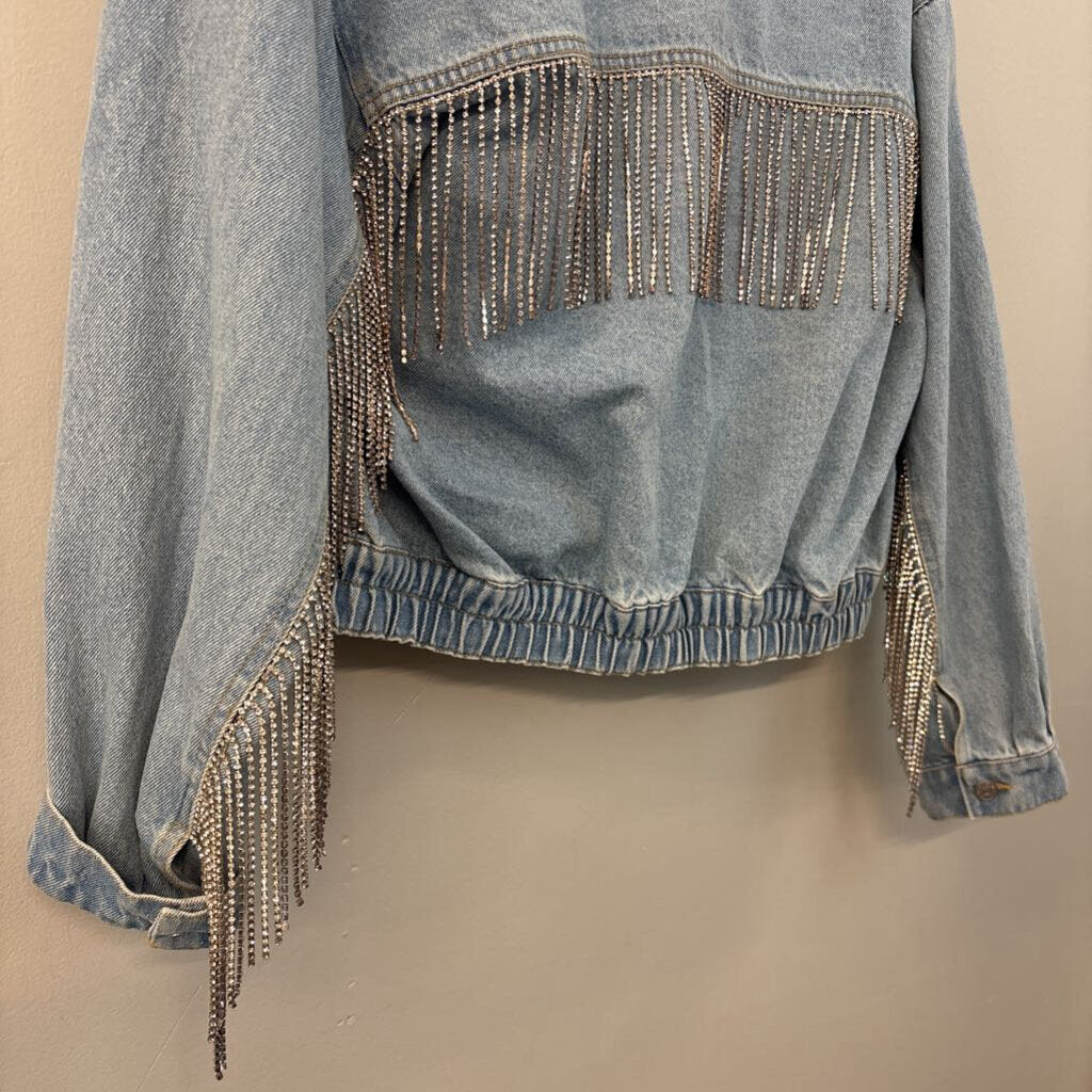 We The Free Light Comet Fringe Jean Jacket Medium