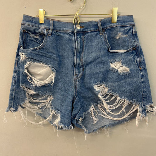 American Eagle Medium Wash Distressed Denim Shorts 14