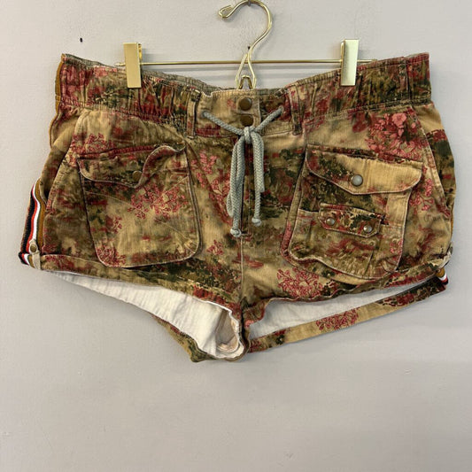 Free People Green/ Multi Print Waimea Slouchy Shorts Large