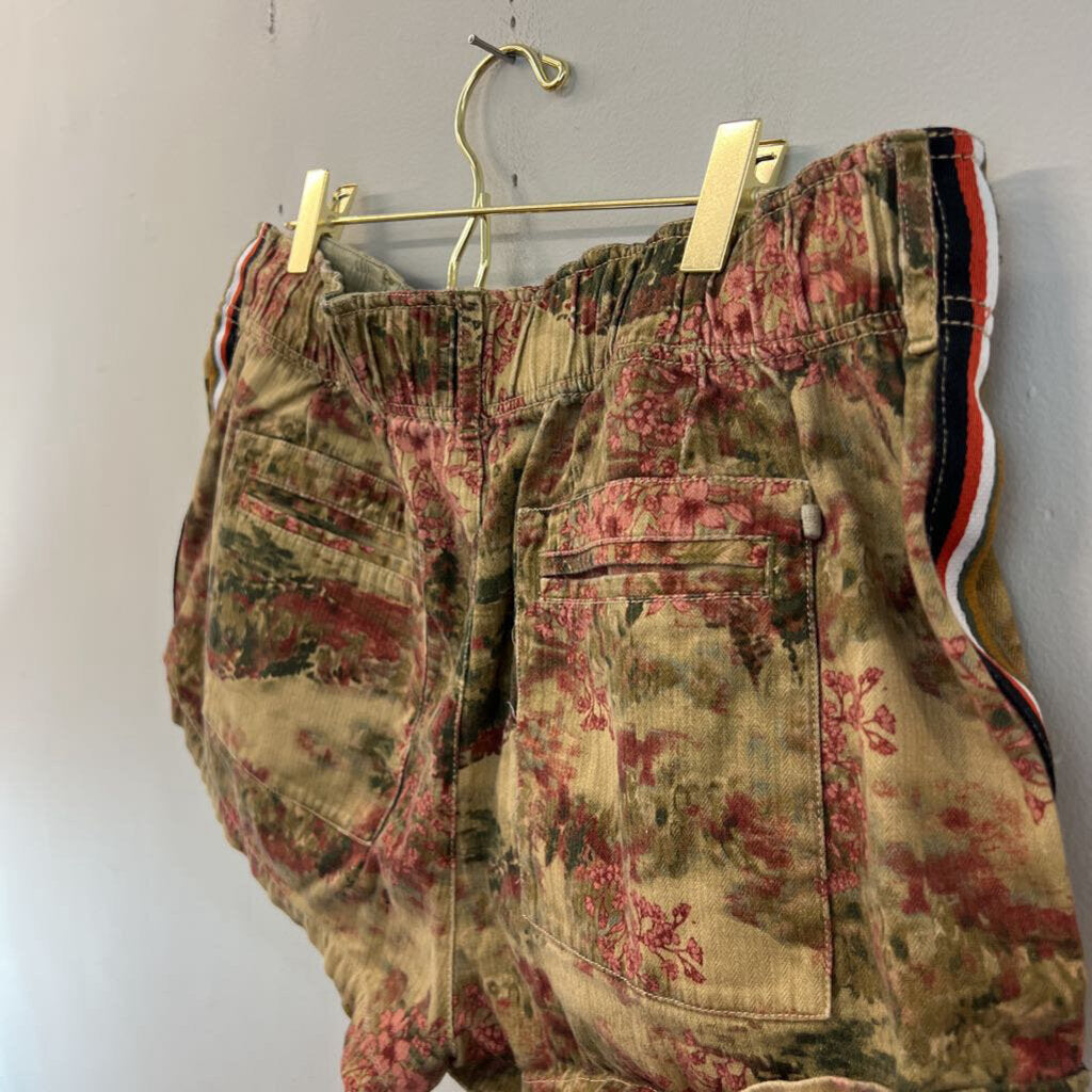 Free People Green/ Multi Print Waimea Slouchy Shorts Large